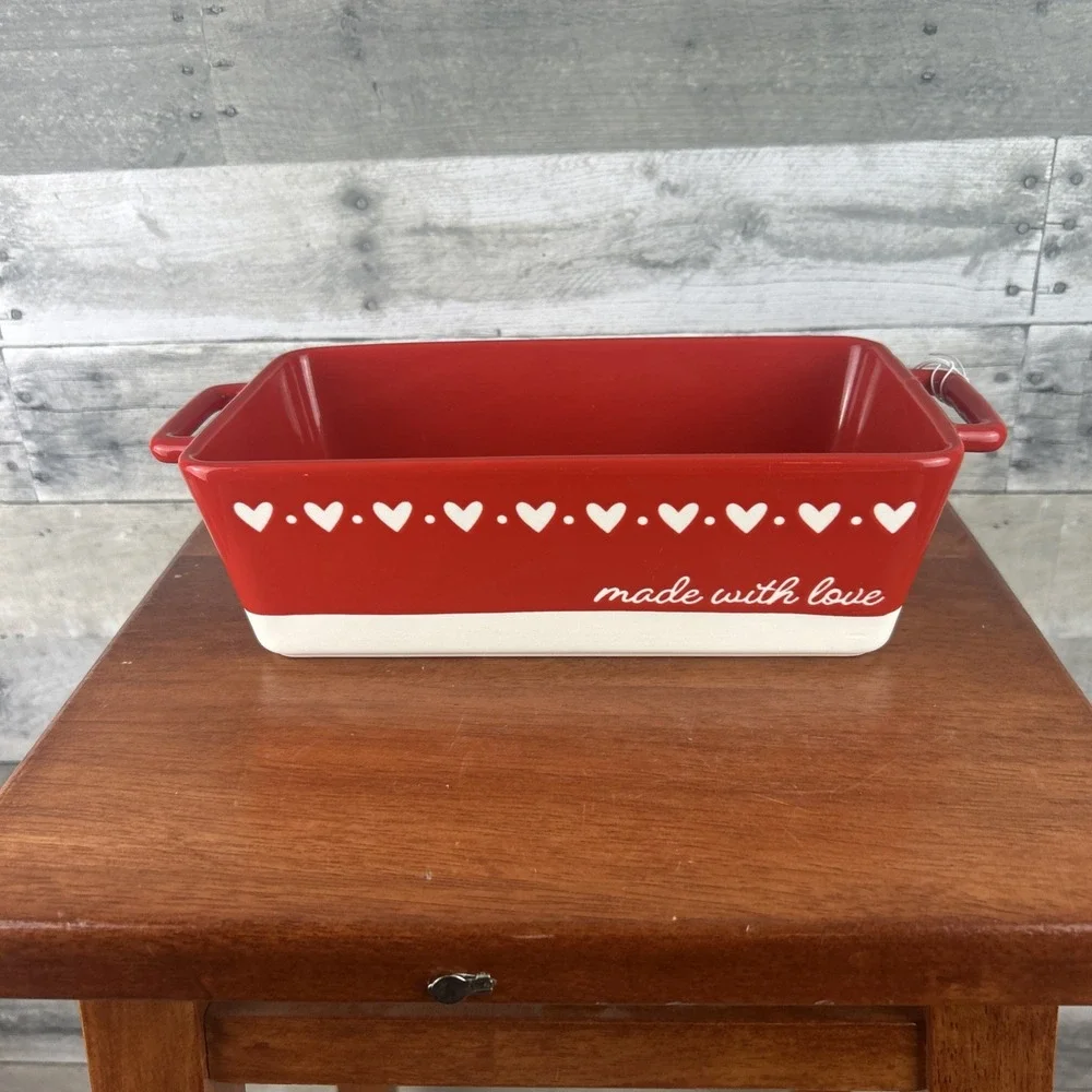 Strawberry Sweet Red Made With Love Ceramic Loaf Baker